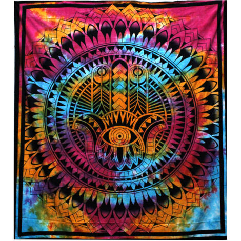 Couvre-lit Double en Coton + Tenture Murale - Hamsa- Vendu par 1 (1/3)