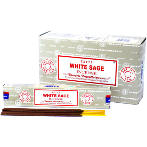 Incenso Indiano Satya Nag Champa - Salvia Bianca - 15g (12-15 Bastoncini) - Purificante E Rilassante