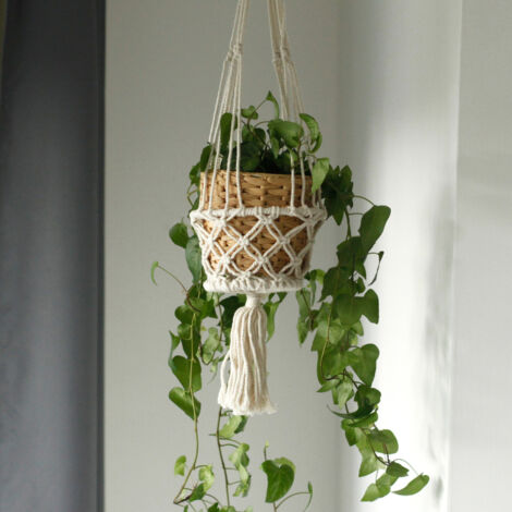Support de pot en macramé - Petit pot simple- Vendu par 1 (1/4)
