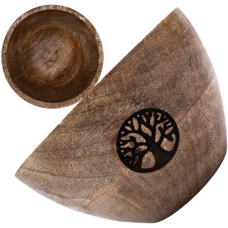 Bol en bois pour bavures et offrandes rituelles - Arbre de vie - 12x7 cm- Vendu par 1 (1/5)