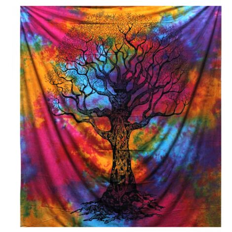 Couvre-lit double en coton + tenture murale - Arbre d'hiver- Vendu par 1 (1/3)