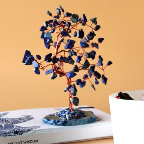 Arbre de pierres précieuses Lrg - Sodalite sur base d'agate bleue (100 pierres)- Vendu par 1 (1/4)