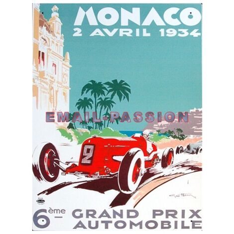 CARTEXPO Grande plaque métal Monaco - 30 x 40 cm