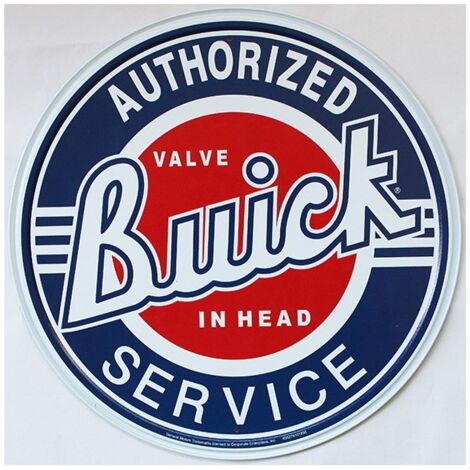 Plaque Métal Publicitaire Buick Authorized Service - Diamètre 30 Cm, Neuve