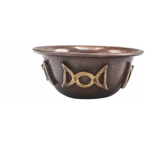 Bol Rituel Antique en Cuivre avec Triple Lune 8x4cm- Vendu par 1 (1/4)