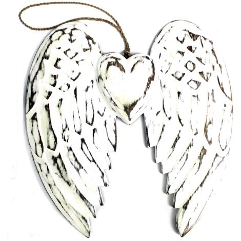 Aile et cur d'ange double Fabrication à la main - 24 cm- Vendu par 1 (1/4)