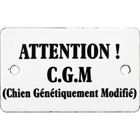 Plaque émaillée 10x6cm Attention chien en psychanalyse