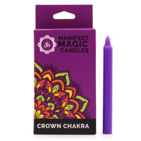 Bougies Magiques Manifestes (pack de 12) - Violet - Chakra de la Couronne- Vendu par 1 (1/3)