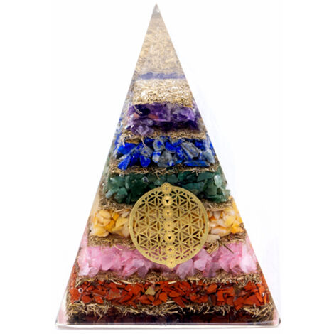 Pyramide d'orgonite - Fleur de Vie des Sept Chakras - 70 mm- Vendu par 1 (1/2)