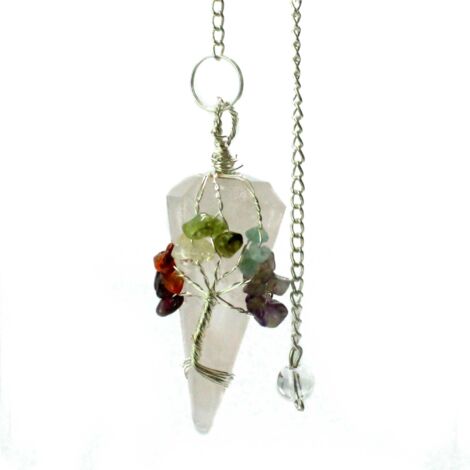 Pendule Magique - Sept Chakras - Quartz Rose- Vendu par 1 (1/4)
