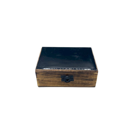 Boîte Moyenne en Bois Verni en Céramique - 15x10x6cm - Noir- Vendu par 1