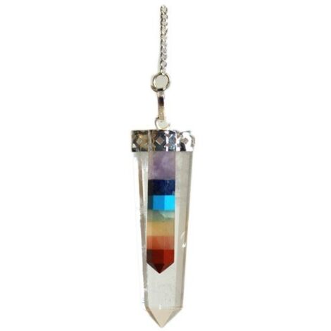 Cristal - Pendentifs plats à pointes finement délimités par 7 chakras- Vendu par 1 (1/2)