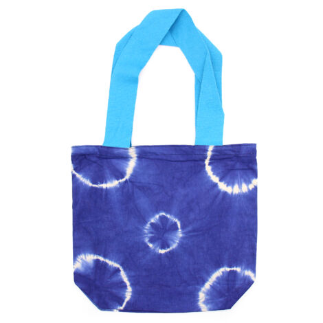 Sac en Coton Tye-Dye Naturel (8oz) - 38x42x12cm - Anneaux Bleus - Anse Bleue- Vendu par 1 (1/3)