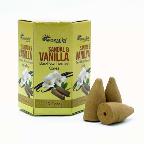 Encens Masala Backflow pack de 10 - Bois de Santal & Vanille- Vendu par 1 (1/2)