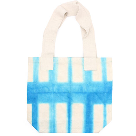 Sac en Coton Tye-Dye Naturel (8oz) - 38x42x12cm - Blocs Bleu Ciel - Anse Naturelle- Vendu par 1 (1/3)