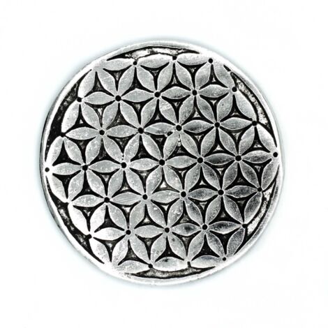 Porte-encens Fleur de Vie en Aluminium Poli 11cm- Vendu par 1 (1/2)