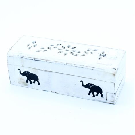 Porte-encens lavé blanc - Boîte à fumée conique 15 cm- Vendu par 1 (1/2)