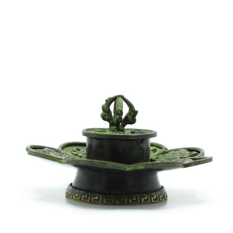 Cône tibétain et porte-encens en laiton Vert-de-gris - Huit symboles- Vendu par 1 (1/3)