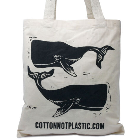 Sac en coton naturel Lrg 6oz 38x42cm - BALEINES- Vendu par 1 (1/4)