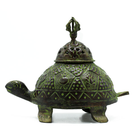 Porte-encens tortue tibétaine en laiton Verdigris - Lrg- Vendu par 1 (1/4)
