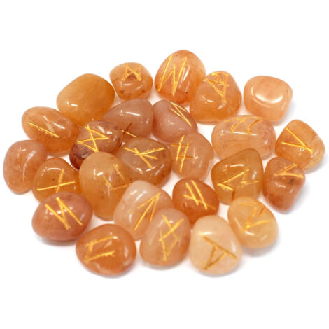 Ensemble de pierres runiques dans une pochette - Aventurine jaune- Vendu par 1 (1/2)