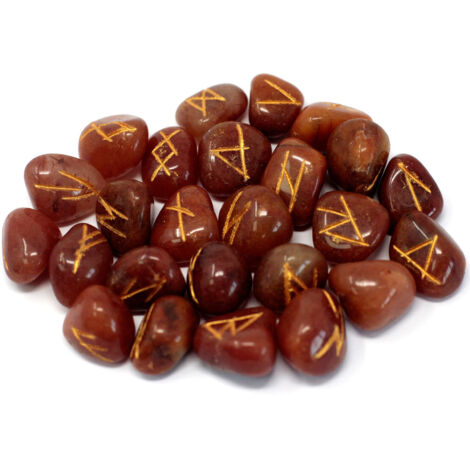 Ensemble de pierres runiques dans une pochette - Aventurine rouge- Vendu par 1 (1/3)