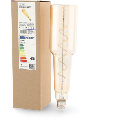 Ampoule LED à Filament Spiralé E27 Bouteille 70 mm 4W Ambre - Ledme - LM8578 (1/2)