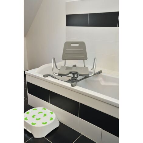 Fauteuil de bain pivotant – Assise anatomique et dossier souple – Fixation sans outil – Structure en aluminium anti-corrosion