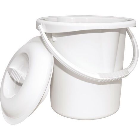 Seau hygiénique 13L avec couvercle blanc – Anse de transport – Pour chantiers humides et espaces confinés