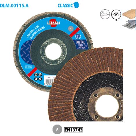 Boite de 10 disques à lamelles corindon pour métal Classic ø 125 Grain 40 Alésage 22,23mm Bombé