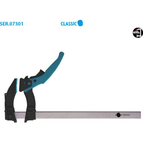 Leman – Presse rapide légère saillie 90mm – Serrage 150mm – Mâchoire en plastique robuste – Puissance de serrage 600N pour travaux exigeants