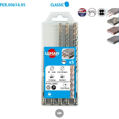 COFFRET 5 FORETS BETON SDS+ 4 TAILLANTS - 614.000.05 - LEMAN (1/2)