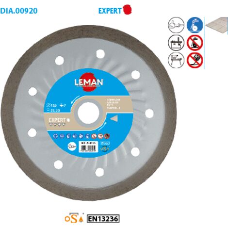 Leman – Disque diamant pour carrelage 180 mm – Jante continue – Alésage 30/25,4/22,23 mm – Coupe nette sans éclat – Hauteur segment 7 mm