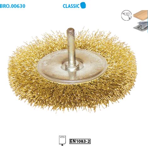 Brosse circulaire sur tige diamètre 100 mm, fil laiton 0,2 mm - Leman
