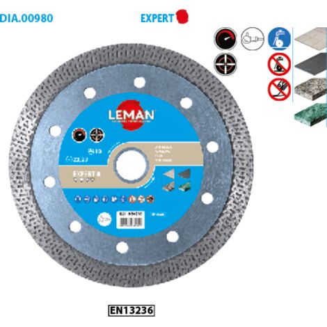 Leman - Disque Diamant Jante Continue à Croisillons Grès Cérame 115x22,23 Ht 10