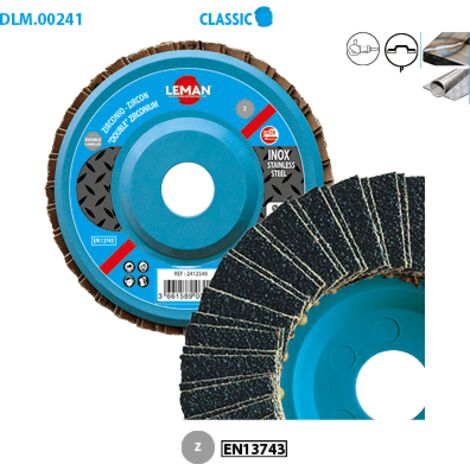 Boite de 10 disques à doubles lamelles zirc. métal Classic ø 125 Grain 40 Alésage 22,23mm Plat (1/3)
