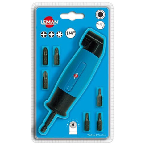 Leman – Renvoi d'angle 90° pour visseuse – 6 embouts de 25 mm – Rotation droite et gauche – Accès facile dans espaces restreints (1/4)