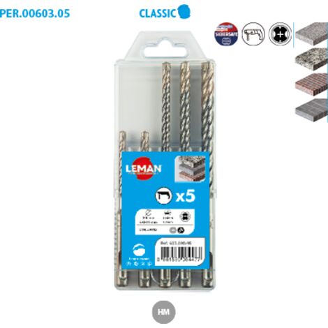 Leman - Coffret 5 forets béton SDS+ 2 taillants - 603.000.05 (1/2)