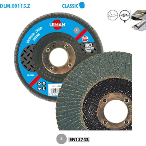 Disques à lamelles zirc. pour métal Classic ø 115 Grain 100 Alésage 22,23mm Bombé - Boîte de 10