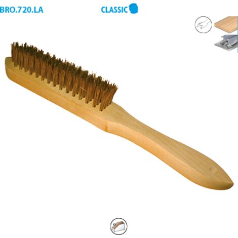 Boite de 15 brosses fil laiton manche bois Classic