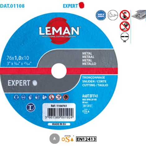Boite de 25 disques à tronçonner plat mini métal Expert ø 76 Alésage 10 Ep. 1mm (1/2)