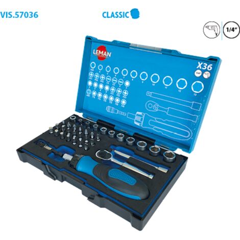 Coffret de douilles 1/4" avec embouts 36 pièces Leman (1/3)