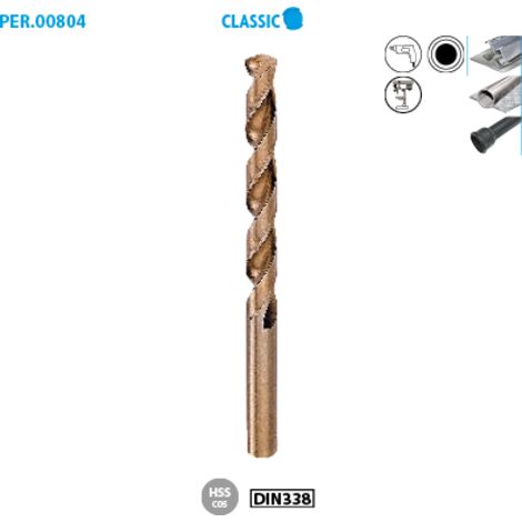 Foret métal HSS cobalt 5% Classic ø 4 Long. 75 Long. Utile 43 Boite de  1