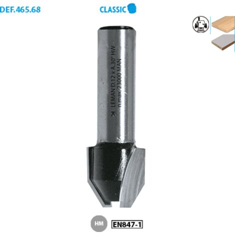 Mèche affleureuse combinée 30° HM - Diam 12 mm - L.U. 13 mm - Q. 6 mm - LEMAN - 4656.730.00 (1/3)