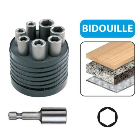 Leman – Coffret de 7 douilles magnétiques 6 pans 50mm – Pour perceuse – Tailles 1/4'', 7, 8, 3/8'', 10, 12, 13 – Usage professionnel (1/5)