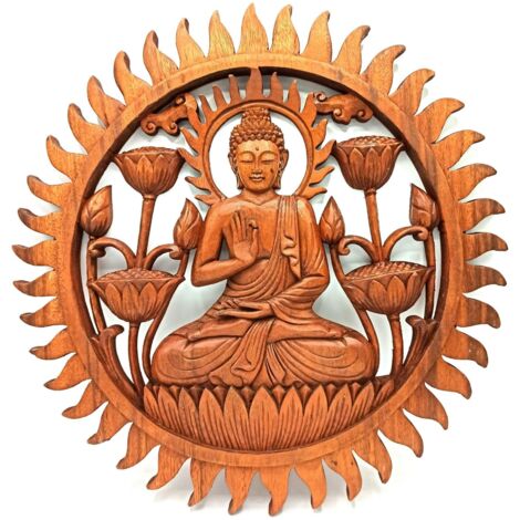 Panneau Bouddha & Lotus - 40cm- Vendu par 1 (1/3)