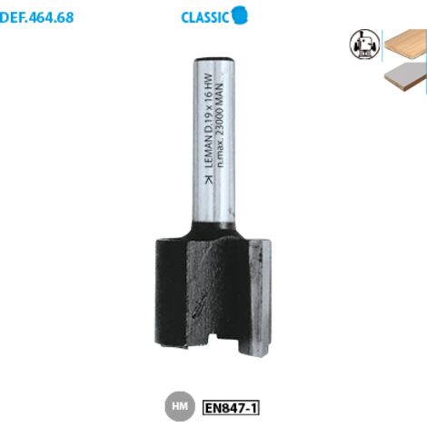 Mèche d'affleureuse droite Classic ø 19 ø Queue 8 Long. Utile 16mm (1/3)