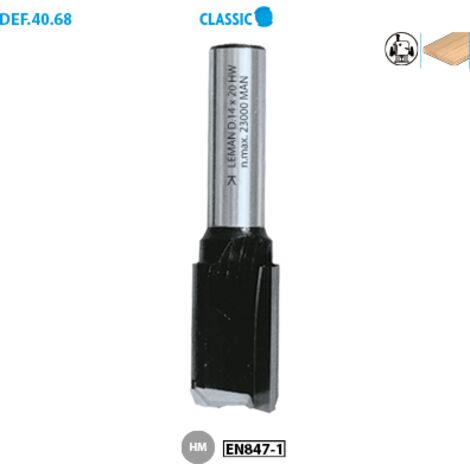 Mèche à rainer droite Classic ø 20 ø Queue 8 Long. 65 Long. Utile 30 Nbr coupes 2+1