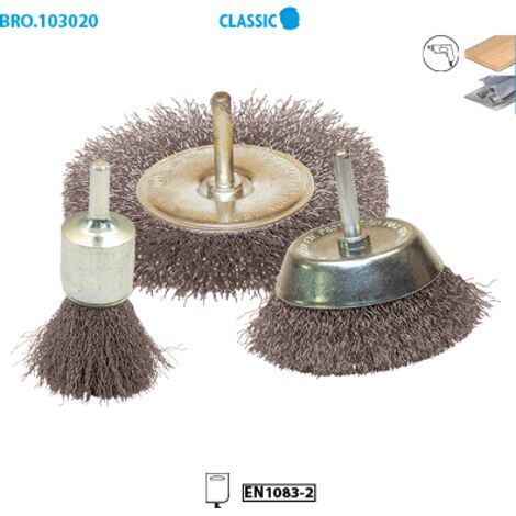 Lot de 3 brosses fil acier ondulé pour métal Classic