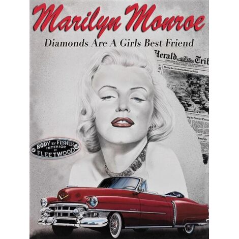 Plaque Métal émaillée 30x40 Cm – Portrait Marilyn Monroe, Déco Murale